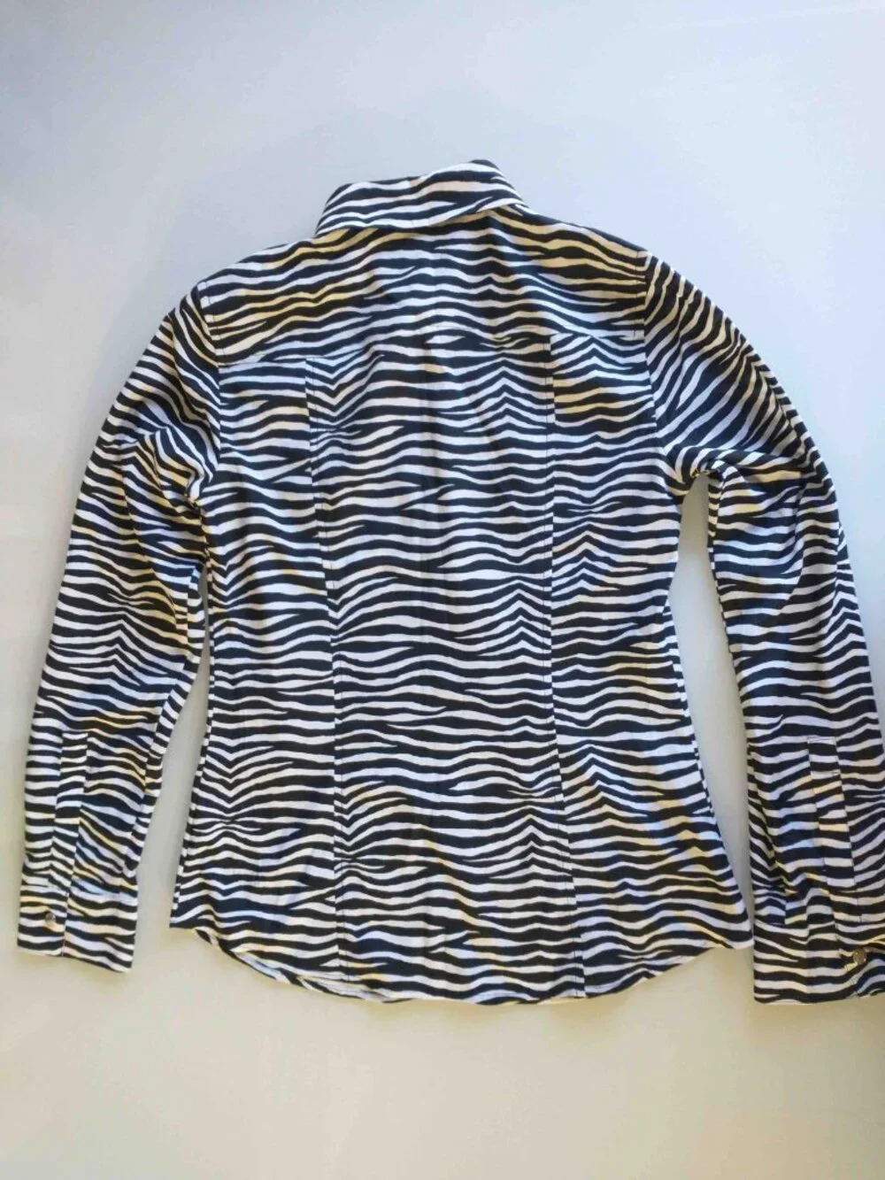 Michael Kors Zebra Print Zip-Front Roll-Tab Utility Lightweight Blouse XS
